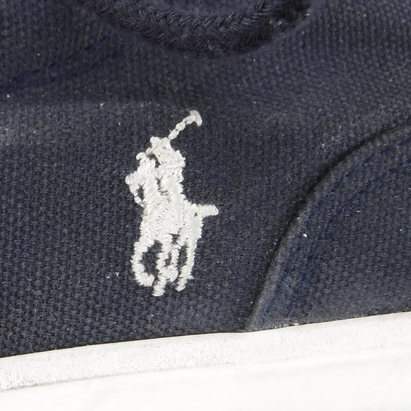 Polo by ralph lauren navy & tan sneaker mens 6 1/2 - Picture 9 of 12